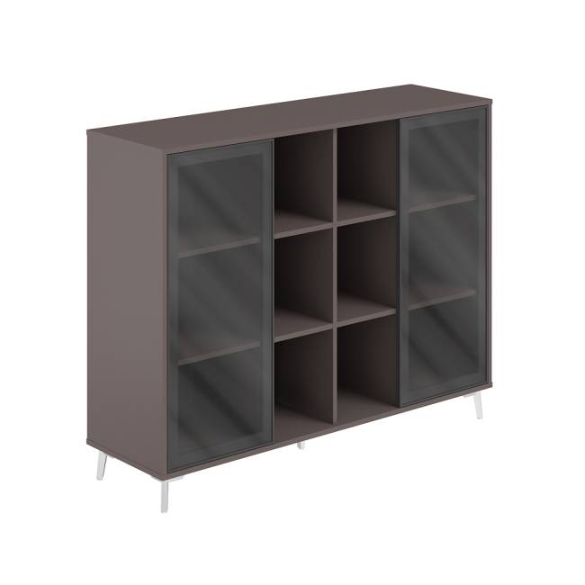 SR.323.WF.WF.GLB / Шкаф средний с нишей (Стекло)  1516х450х1200 / корпус: вольфрам; фасады: стекло