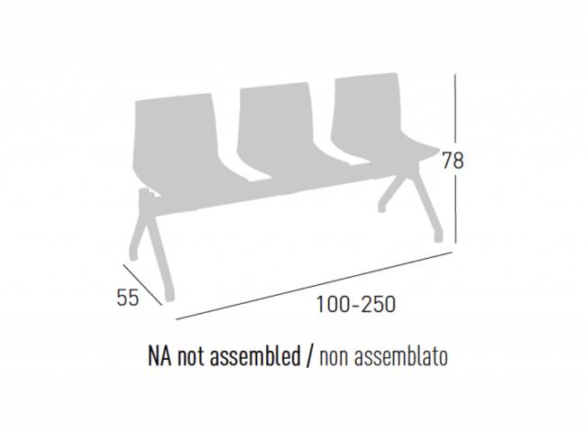 Скамья пластиковая трехместная Kanvas PG 1500х550х780 мм