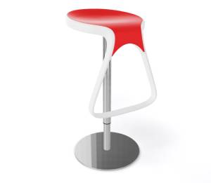 Табурет пластиковый барный Octo белый, красный 400х400х750 мм