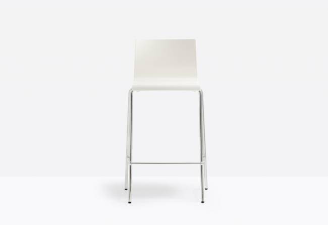 Стул пластиковый полубарный Kuadra хромированный, белый 495х520х925 мм