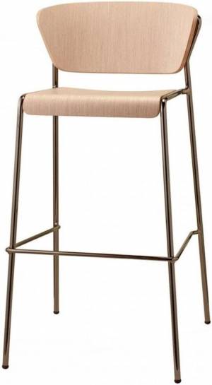 Стул барный Lisa Wood черный глянцевый никель, беленый бук 500х500х990 мм