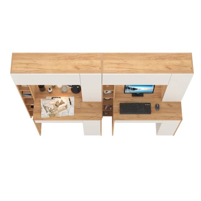 Рабочее место для двоих Комфорт 12.71 цвет дуб золотой/белый