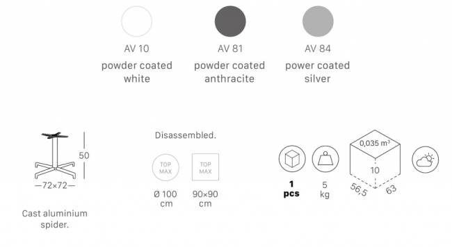 Подстолье металлическое Maxi Domino белый 720х720х500 мм