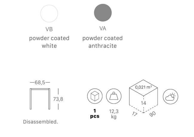 Подстолье металлическое Frame белый 685х685х738 мм