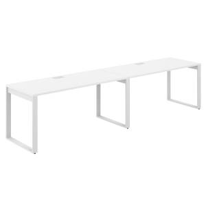 AG.176.WH.L.72.WH / Рабочая станция s-b-s 3200х700х750 / профиль О-образный: 70х20 белый; лючок: серебро; столешница: белый