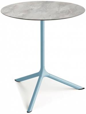 Стол ламинированный обеденный Tripe Maxi голубой, каменный Ø800х740 мм