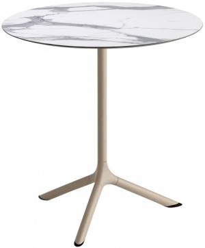 Стол ламинированный обеденный Tripe тортора, белый мрамор Каррара Ø700х740 мм