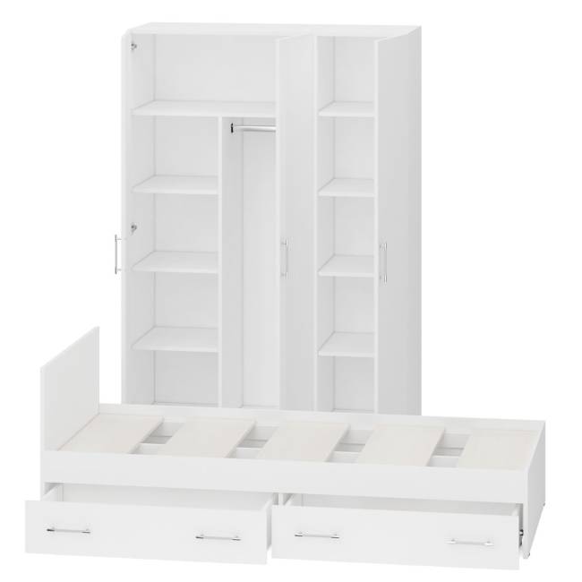 Спальный гарнитур белый № 1 Стандарт с кроватью 900 с ящиками цвет белый