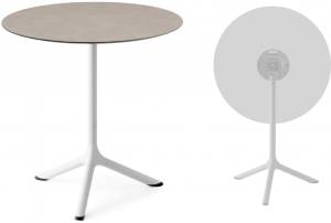 Стол ламинированный обеденный складной Tripe Folding белый, тортора шпатель Ø700х740 мм