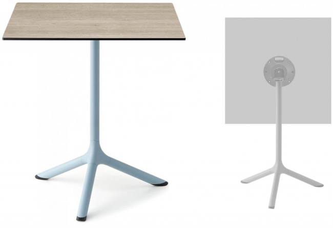 Стол ламинированный обеденный складной Tripe Folding голубой, состаренный дуб тортора 600х600х740 мм