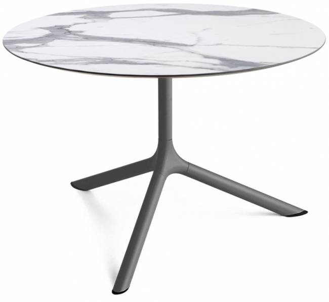 Столик ламинированный кофейный Tripe Maxi антрацит, белый мрамор Каррара Ø800х510 мм Столик ламинированный кофейный Tripe Maxi антрацит, белый мрамор Каррара Ø800х510 мм