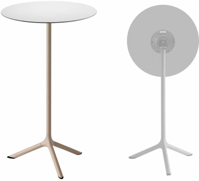 Стол ламинированный барный складной Tripe Folding тортора, белый Ø600х1100 мм