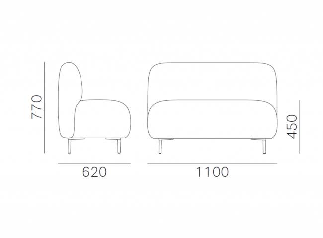 Диван двухместный мягкий Buddy черный, красный 1100х620х770 мм