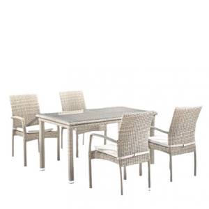 Комплект плетеной мебели T256C/Y376C-W85 Latte (4+1) + подушки на стульях Комплект плетеной мебели T256C/Y376C-W85 Latte (4+1) + подушки на стульях
