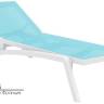Шезлонг-лежак пластиковый Pacific белый, голубой 1930х680х350 мм