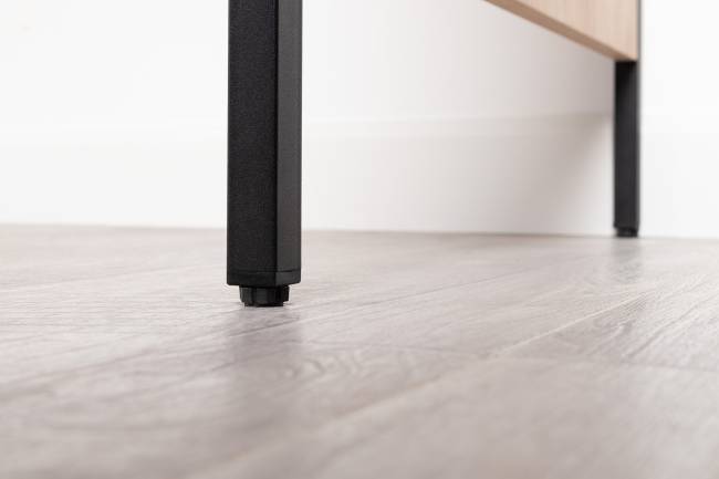 Рабочее место для двоих человек из двух письменных столов и комода Брюс цвет чёрный/Battle rock Santiago/столешница МДФ ель карпатская