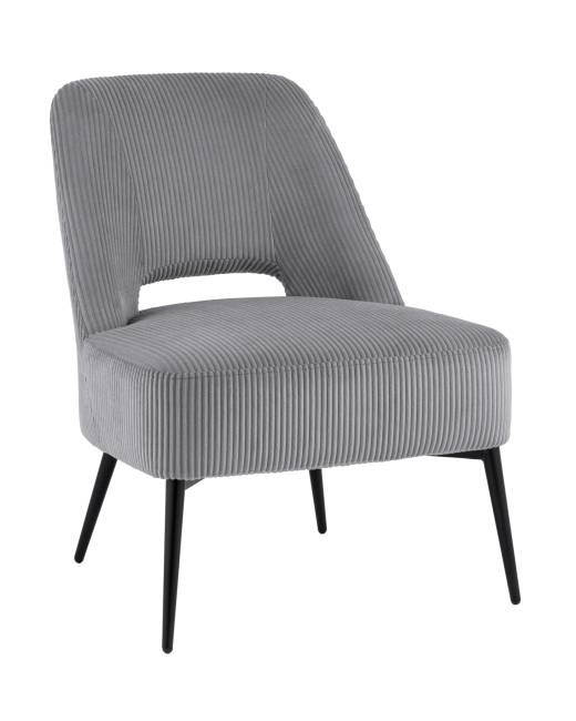 Кресло лаунж Бостон велюр рельефный светло-серый