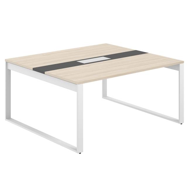 AG.2-1616.AR.72.WH.AN / Стол для переговоров 1600х1638х750 / профиль О-образный: 70х20 белый; лючок: серебро; столешница: ак.равелло вставка антрацит