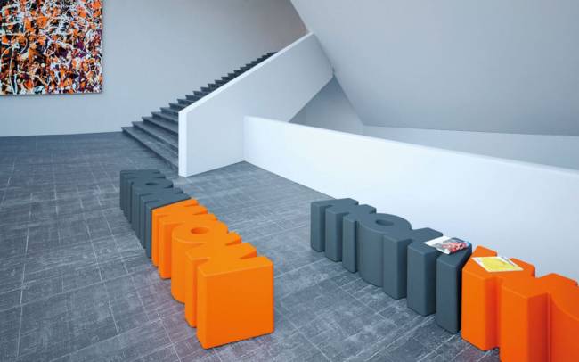 Скамья пластиковая дизайнерская Wow Standard 1470х430х430 мм