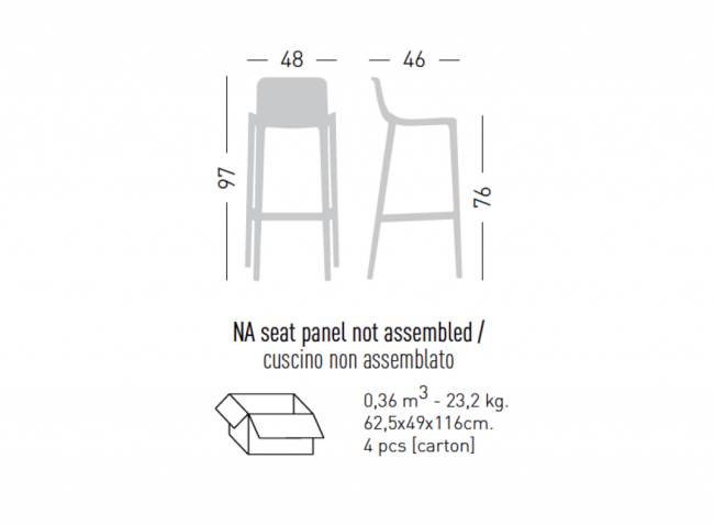 Стул барный с обивкой Isidoro 76 480х460х970 мм Стул барный с обивкой Isidoro 76 480х460х970 мм