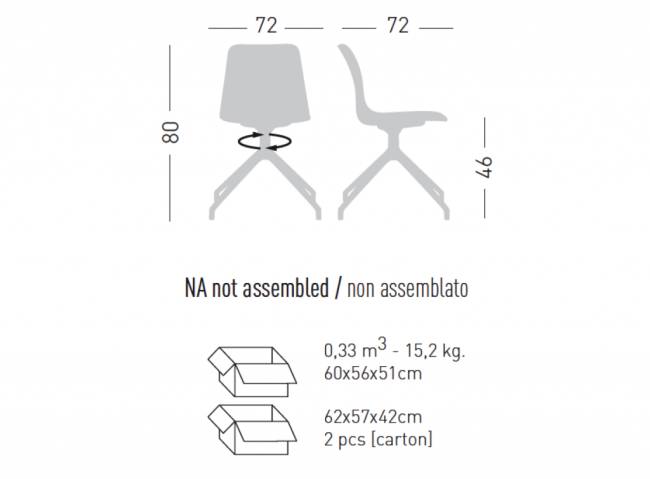 Стул пластиковый вращающийся Unik U белый, бледно-голубой 720х720х800 мм