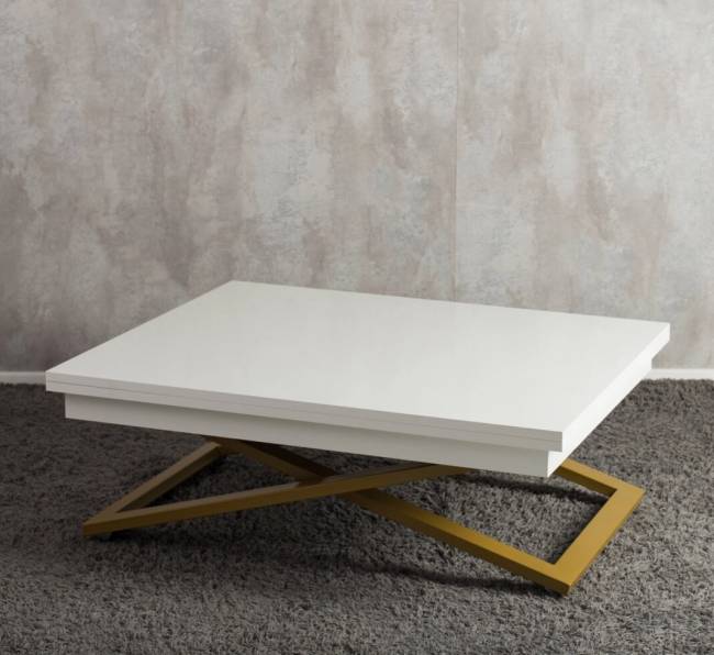 Стол-трансформер Левмар Cross G15/S90 Белый глянец/золото Стол-трансформер Левмар Cross G15/S90 Белый глянец/золото