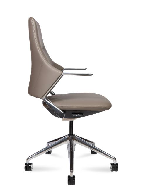 Кресло офисное / Хан LB / Han LB / серая кожа /  алюминевая крестовина