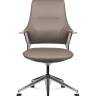 Кресло офисное / Хан LB / Han LB / серая кожа /  алюминевая крестовина