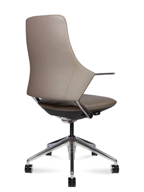 Кресло офисное / Хан LB / Han LB / серая кожа /  алюминевая крестовина