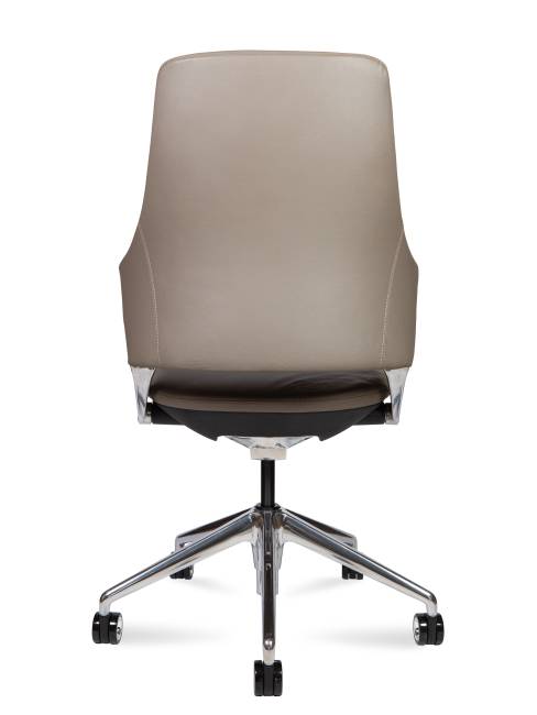 Кресло офисное / Хан LB / Han LB / серая кожа /  алюминевая крестовина