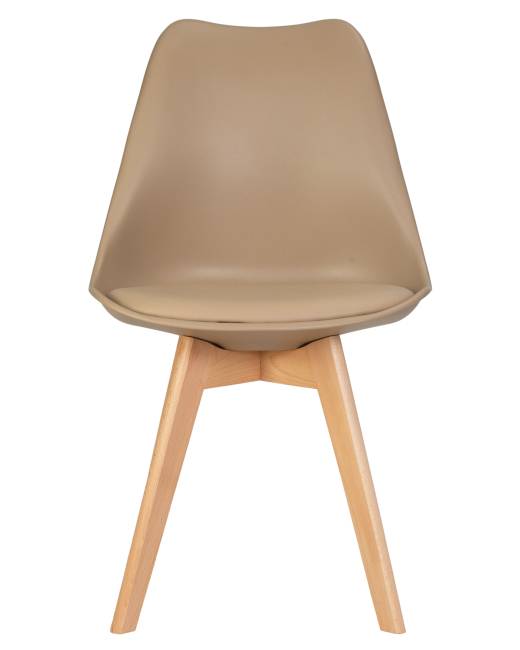 Стул обеденный DOBRIN JERRY SOFT, ножки светлый бук, цвет сиденья бежевый (GR-03)
