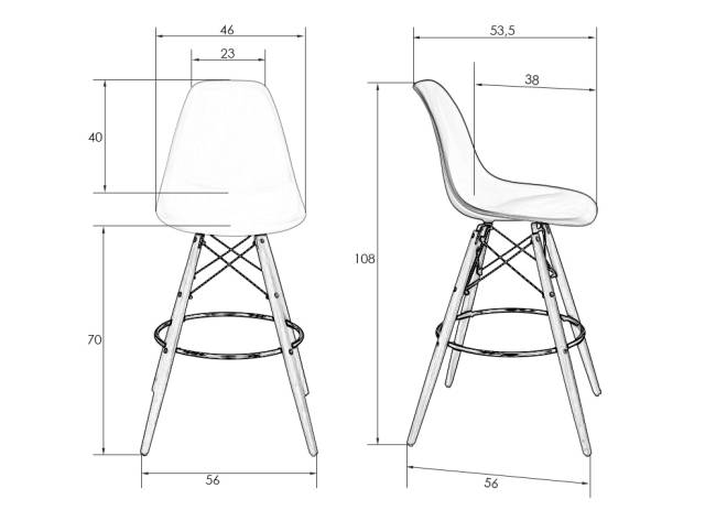 Стул барный DOBRIN DSW BAR, ножки светлый бук, цвет сиденья белый (W-02)