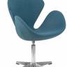 Кресло дизайнерское DOBRIN SWAN, синяя ткань IF6, алюминиевое основание