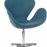 Кресло дизайнерское DOBRIN SWAN, синяя ткань IF6, алюминиевое основание