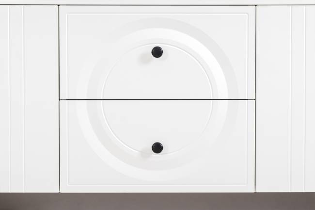 Широкий сервант с полкой и ТВ-тумбой Валенсия цвет белый шагрень