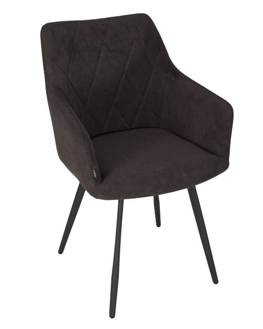 Стул обеденный DOBRIN ROBY, ЭМАЛЬ ЧЕРНЫЙ МУАР велюр Catania Espresso