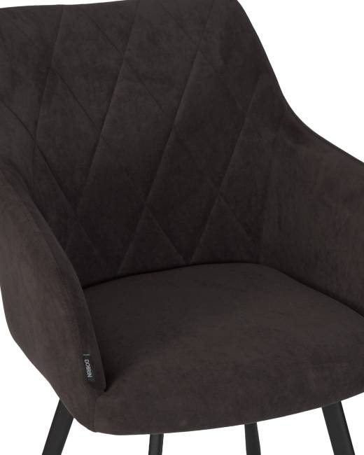 Стул обеденный DOBRIN ROBY, ЭМАЛЬ ЧЕРНЫЙ МУАР велюр Catania Espresso