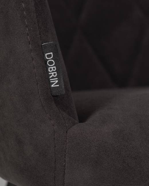 Стул обеденный DOBRIN ROBY, ЭМАЛЬ ЧЕРНЫЙ МУАР велюр Catania Espresso