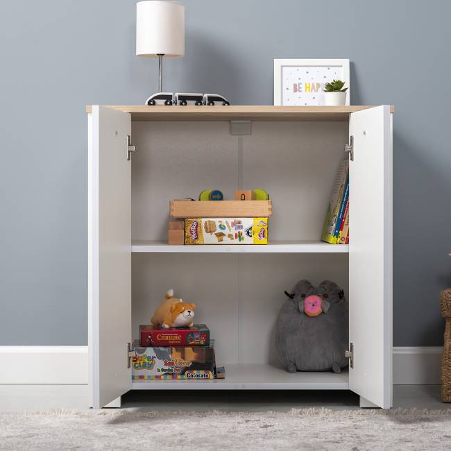 Тумба с дверками Джастин 16.228.02 цвет белый шагрень/дуб белый эксклюзив