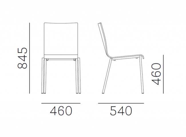 Стул деревянный Kuadra сатинированный стальной, венге 460х540х845 мм