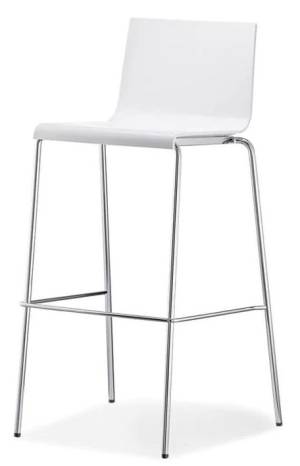 Стул пластиковый барный Kuadra сатинированный стальной, белый 510х540х1020 мм