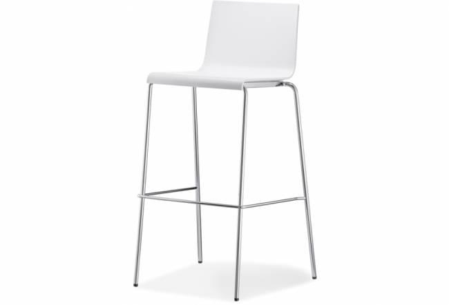 Стул пластиковый барный Kuadra сатинированный стальной, белый 510х540х1020 мм