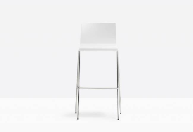 Стул пластиковый барный Kuadra сатинированный стальной, белый 510х540х1020 мм