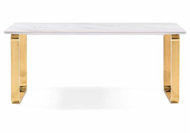 Керамический стол Селена 4 180х90х77 белый мрамор / золото