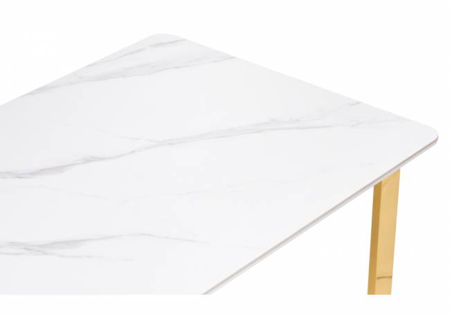 Керамический стол Селена 4 180х90х77 белый мрамор / золото