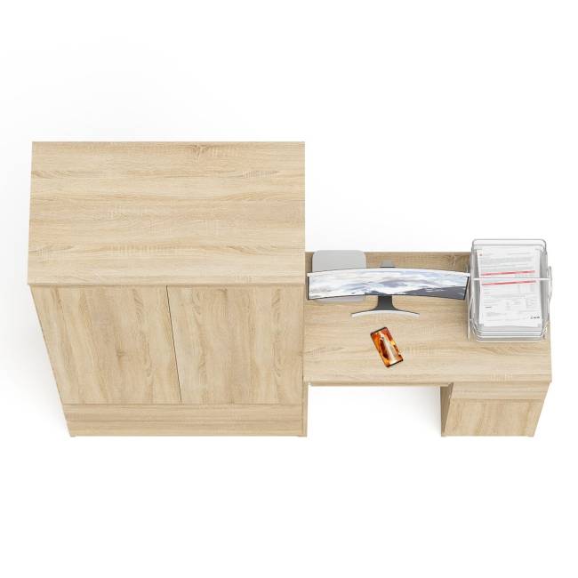 Шкаф-комод Мори МШ900 2 ящика с компьютерным столом МС-1 правым Мори цвет дуб сонома