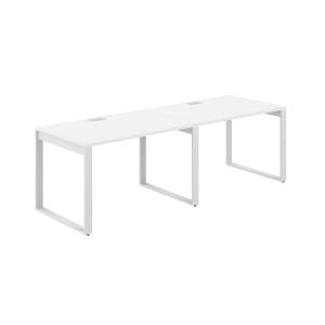 AG.177.WH.L.72.WH / Рабочая станция s-b-s 2400х800х750 / профиль О-образный: 70х20 белый; лючок: серебро; столешница: белый