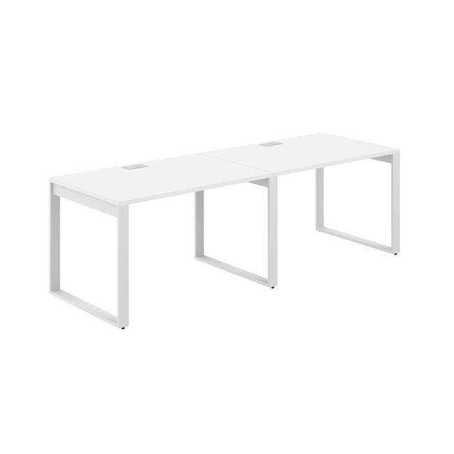 AG.177.WH.L.72.WH / Рабочая станция s-b-s 2400х800х750 / профиль О-образный: 70х20 белый; лючок: серебро; столешница: белый