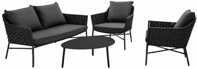 Комплект лаунж мебели Panama черный, темно-серый, черный Комплект лаунж мебели Panama черный, темно-серый, черный