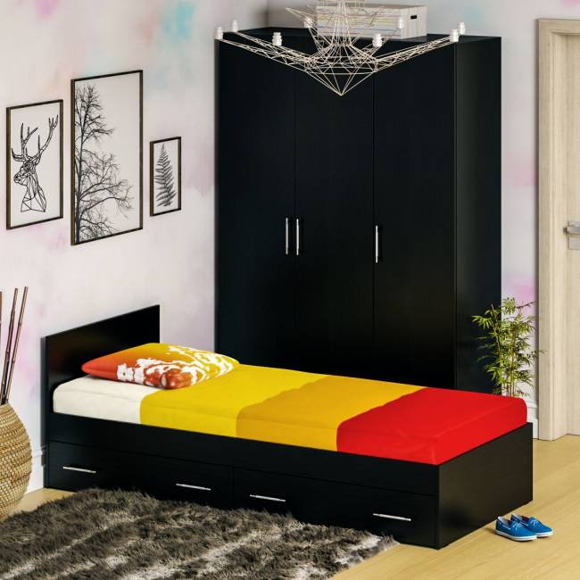 Спальный гарнитур № 1 Стандарт с кроватью 900 с ящиками цвет венге Спальный гарнитур № 1 Стандарт с кроватью 900 с ящиками цвет венге